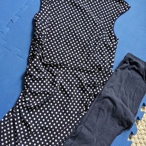 Blue & white polka dot dress